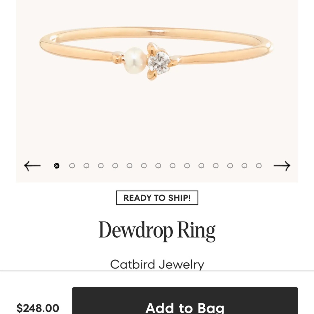 Catbird Dewdrop Ring Size 8